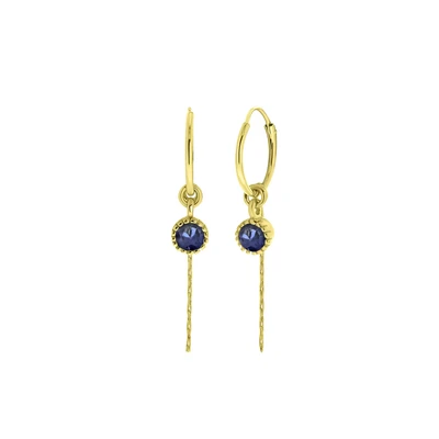 Afbeelding van Lucardi Geboortesteen Oorbellen, Dames, Maat: One Size, September dark blue