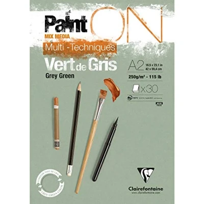 Afbeelding van Clairefontaine 975707C Collé Painton multifunctioneel blok, 30 vellen, papier, lichte korreling, A2, 42 x 59,4 cm, 250 g