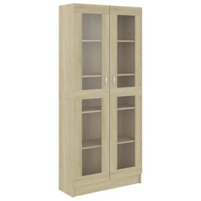 Afbeelding van vidaXL Vitrinekast 82,5x30,5x185,5 cm bewerkt hout sonoma eikenkleurig