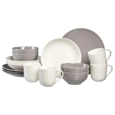 Afbeelding van Ritzenhoff &amp; Breker Combi servies Levi Grijs/wit, 16 delen, voor 4 personen (set, delig)