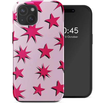 Afbeelding van Apple iPhone 15 MagSafe Hoesje Kunststof Selencia Backcover/Hardcase Stars Rubine Red Light Pink Telefoonhoesje