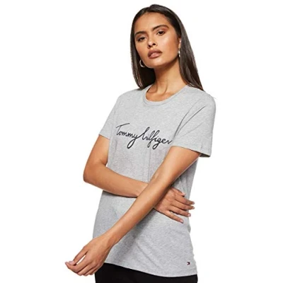 Afbeelding van Tommy Hilfiger T shirt met korte mouwen voor dames, grijs (Light Grey Htr), S