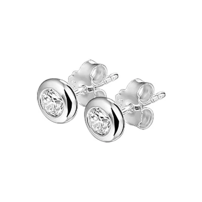 Afbeelding van Zilver Gerhodineerde Oorknoppen zirkonia 1319005 Sieraden compleet horloge Zilverkleur