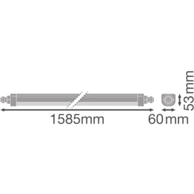 Afbeelding van Ledvance waterdicht armatuur led 62w 7500lm 4000k cri80 80graden ip66 opbouw beh wit kunststof lxbxh 1585x60x53mm 4058075740990