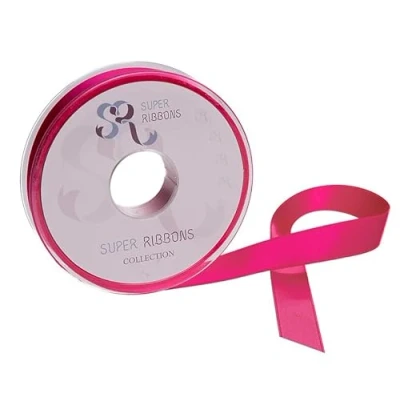 Afbeelding van SR Super Ribbons®™ volledige haspel 6 mm dubbelzijdig satijnen lint, 20 meter op felroze