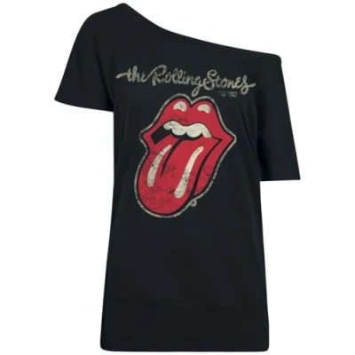 Afbeelding van The Rolling Stones Plastered Tongue Dames T shirt zwart S