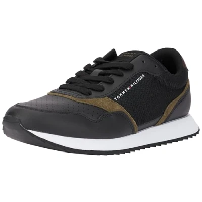 Afbeelding van Tommy Hilfiger Heren Runner EVO Seasonal Mix (FM0FM05305) Low Top Sneaker, zwart (zwart), 6.5 UK, Zwart, 40 EU