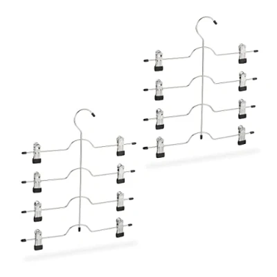 Afbeelding van Relaxdays broekhangers met knijpers 2 stuks kledinghanger voor broeken kleerhanger
