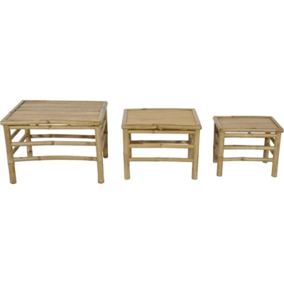 Afbeelding van Les Levi Bamboe bijzettafel set van 3