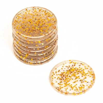 Afbeelding van Craftelier Glitterschijven van kunststof, L, voor scrapbooking bindingen planners, dagboeken, notitieboeken of albums, 9 stuks, diameter 45 mm, goudkleurig