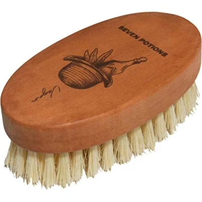 Afbeelding van Seven Potions Veganistische baardborstel voor mannen — 100% Sisal plantenvezels &amp; perenhout stevige haren om zachtjes te temmen/te verzachten/exfoliëren natuurlijk, niet synthetisch