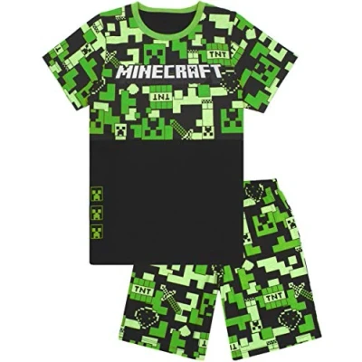 Afbeelding van Minecraft pyjama&#039;s Jongens lang OF kort broekje Opties Gamer voor kinde 5 6 jaar
