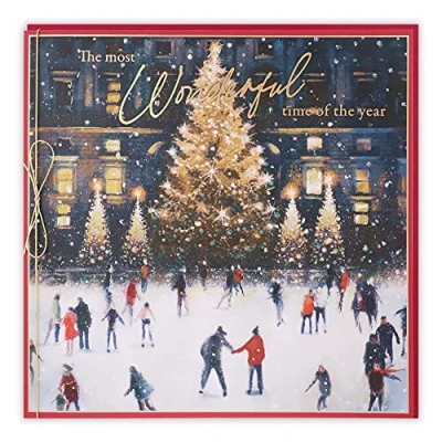 Afbeelding van Clintons: Skating Scene Algemene Kerstkaart, Traditionele Kerstkaarten, Kerstkaart voor Vrienden, Clintons Blauw, 192 x 192,1169576