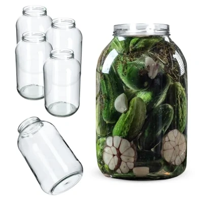 Afbeelding van KADAX inmaakpotten, 4 liter, diameter van 100 mm, conservatieglas, ronde potten (4 stuks, zonder deksel)