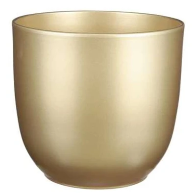 Afbeelding van Mica Decorations tusca ronde bloempot goud maat in cm: 23 x 25