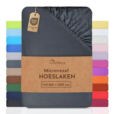 Afbeelding van NatureMark Microvezel SPANNBETTLAKEN voor een speciale prijs! vele maten en kleuren Merkartikelen (140x200 160x200 cm, antracietgrijs)