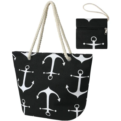 Afbeelding van Unyqoos® Stijlvolle en Ruime Canvas Strandtas met Ritssluiting Binnenvak voor Dames