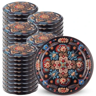 Afbeelding van KADAX Schroefdeksel met diameter van 82 mm, metalen twist off deksel, reservedeksel voor inmaakpotten en weckpotten, deksel 6 inkepingen (symmetrisch, 50 stuks)