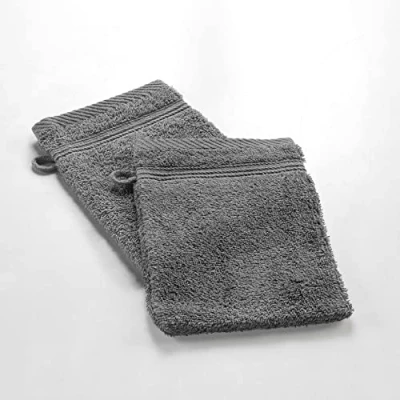 Afbeelding van Douceur d&#039;Intérieur 2 washandjes, katoen, antraciet, 15 x 21 cm