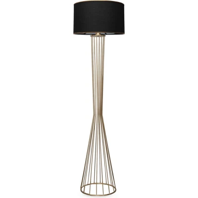 Afbeelding van Staande Lamp Tisha 155cm Goud Metaal en Zwart Stof Menzzo