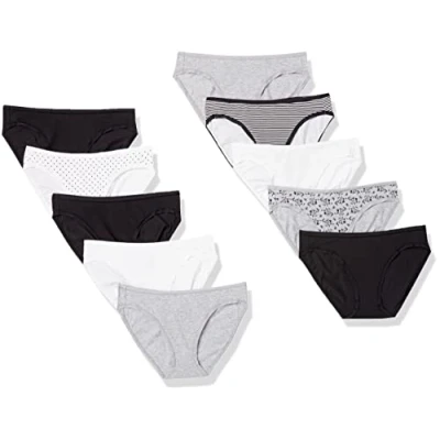 Afbeelding van Amazon Essentials Women&#039;s Katoenen onderbroek in bikinimodel (verkrijgbaar grote maten), Pack of 10, Bloemig/Stippen/Streep/Veelkleurig, M
