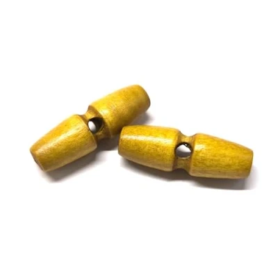 Afbeelding van 12 stuks knevelknopen lichtbruin 30 mm knevel 1 gat langwerpige knopen wigknopen om te naaien, knutselen jasknopen mantelknopen