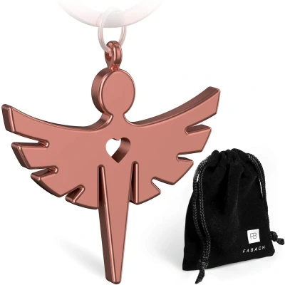 Afbeelding van FABACH beschermengel sleutelhanger met hart edele engelhanger van metaal in zilver, goud, roségoud, zwart geluksbrenger cadeau voor auto, rijbewijs voorzichtig, 1 x roségoud (glanzend). (roségoud) FABACH_Schutzengel