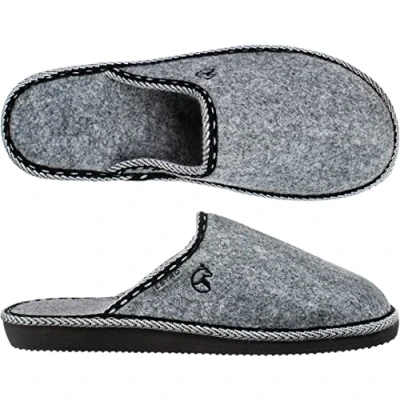 Afbeelding van ESTRO Vilten Pantoffels Heren Viltpantoffels voor Anti slip Zool Herenpantoffels Thuis Instappantoffel F14 (Grijs, 42 EU)