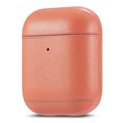 Afbeelding van AirPods 1/2 hoesje Genuine Leather Series hard case roze