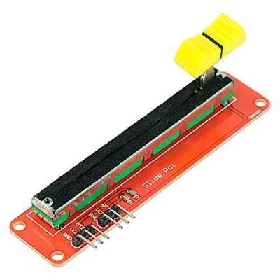 Afbeelding van Schuifpotentiometer met faderknop, 10 kΩ weerstand, k slide potentiometer analoge uitgang, bijvoorbeeld voor Arduino