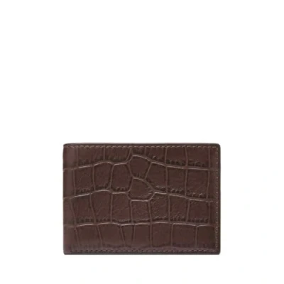 Afbeelding van FOSSIL Portemonnee Derrick Bifold Brown Croco Bruine