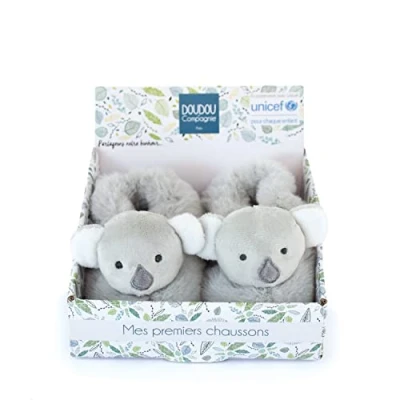 Afbeelding van Doudou et Compagnie Pantoffels Koala 0 6 maanden Grijs cadeau idee voor de geboorte Baby &amp; Me Unicef DC3997