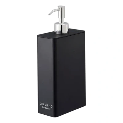 Afbeelding van YAMAZAKI Home Shampoodispenser, moderne flessenpomp voor douche, kunststof, dispenser, ABS kunsthars, roestvrij staal, polyethyleen, zwart, eenheidsmaat