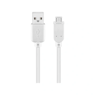 Afbeelding van USB Micro B naar A kabel USB2.0 tot 1A / wit 1,8 meter