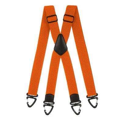 Afbeelding van Olata Stevige X vormige Bretels met Kunststof Karabijnhaken 4 cm Breed, Verstelbaar en Uniseks. Oranje