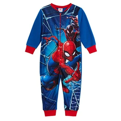 Afbeelding van Marvel Spiderman Ultimate Kids Jongens Fleece All In One Pyjama Avengers Sleepsuit Onezee, Blauw, 5 6 jaar