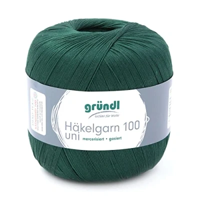 Afbeelding van Haakgaren 100 Gründl 100% katoen, filetgaren, haken, g 566 m, NS 2, dikte 10 (115 dennen)