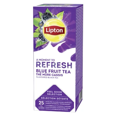 Afbeelding van Lipton Refresh Blauwe bessen en bramen thee doos 25 theezakjes