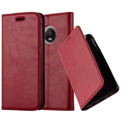 Afbeelding van Cadorabo Hoesje geschikt voor Motorola MOTO G5 PLUS in APPEL ROOD Beschermhoes Case magnetische sluiting Cover