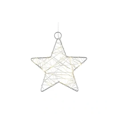 Afbeelding van Ideen mit Herz Decoratieve ster van draad omwikkeld met LED lichtketting werkt op batterijen timerfunctie: 6 uur aan 18 uit warm wit ideaal als kerstdecoratie (Ø12cm)