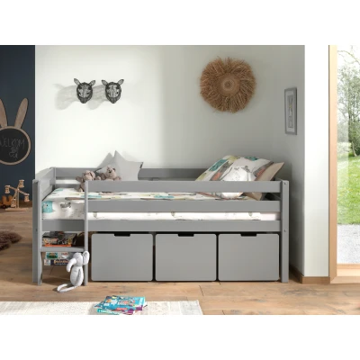 Afbeelding van LUCEVI Pino Halfhoogslaper H85CM + Ladder Set van 3 Laden Grijs 90x200 cm
