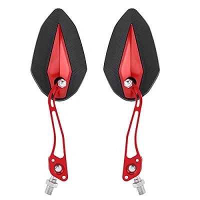 Afbeelding van Keenso 1 Paar Universele Motorfiets Achteruitkijkspiegel Zijspiegels, Verstelbare Aluminium Stuur Spiegels Scooter 10mm 8mm default Rood