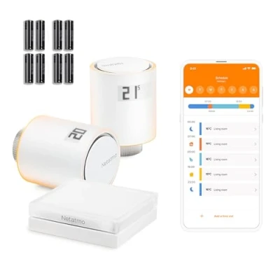 Afbeelding van Netatmo Startpakket Slimme Radiatorkraan Bediening op Afstand Energiebesparing Pakket voor collectieve verwarming, Compatibel met Alexa, Apple en Google Home, NVP AMZ