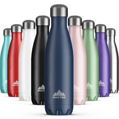 Afbeelding van Mont Clair Roestvrijstalen waterfles, vacuüm geïsoleerd + BPA vrij, 12 uur warme en 24 koude dranken fles, metalen waterfles 750 ml lekvrij, ideaal voor volwassenen, kinderen, hardlopen
