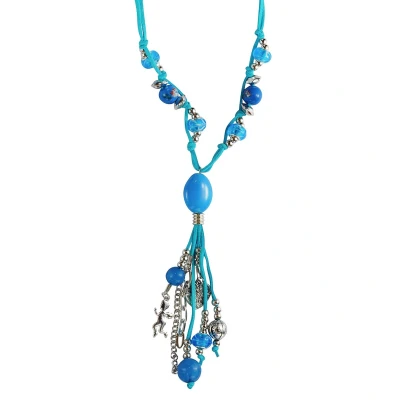 Afbeelding van Behave Ketting van suede met decoratieve kralen en hangers
