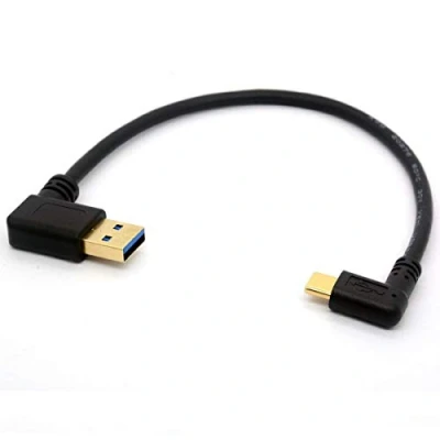 Afbeelding van 90 graden USB 2.0 naar Type C Rechts/Links Hoekige Mannelijke Kabel Vergulde Verlengsnoer Data Transfer Sync lead (90Type 3.0 A Rechts)