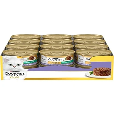 Afbeelding van Purina Gourmet gouden taartjes met vochtige groenten, katten lam en groene bonen, 24 blikjes à 85 g
