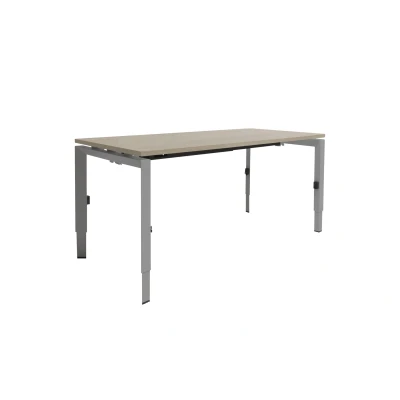 Afbeelding van Linesto N3 bureau, hoogte instelbaar (65 85cm) met 180x80cm robson eiken zwevend 25mm blad en aluminium (RAL9006) vierpoot N frame (poot driehoekig