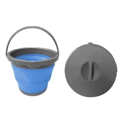 Afbeelding van Pro Plus Emmer met Deksel Opvouwbaar 5 liter Rubber Grijs/Blauw
