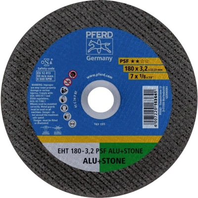 Afbeelding van PFERD EHT 180 3,2 PSF ALU+STONE 61826222 Doorslijpschijf recht mm 25 stuk(s) Aluminium, Non ferrometaal, Titanium, Titaniumlegering, Gietijzer, Duroplast,